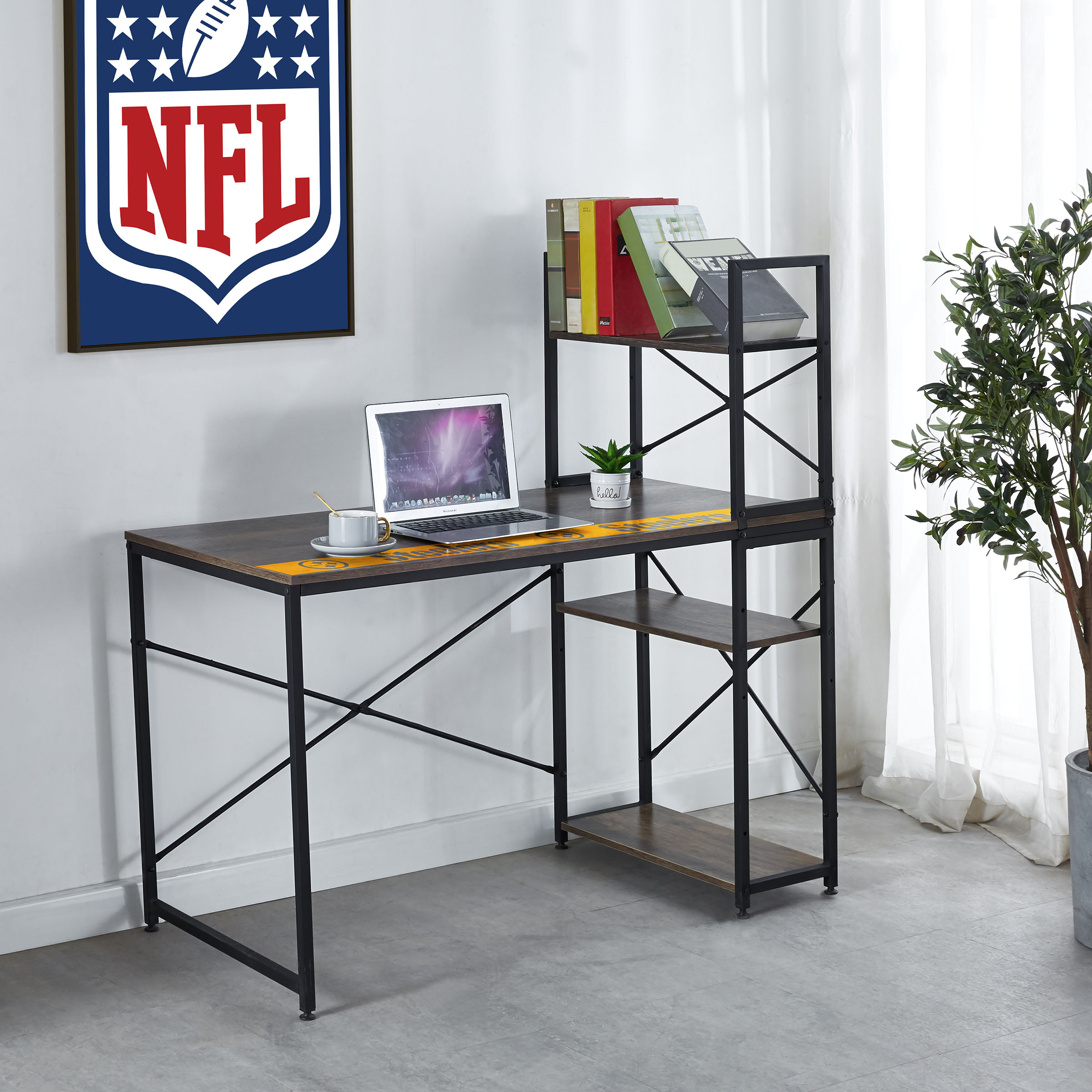 pittsburgh steelers industrial desk with shelves