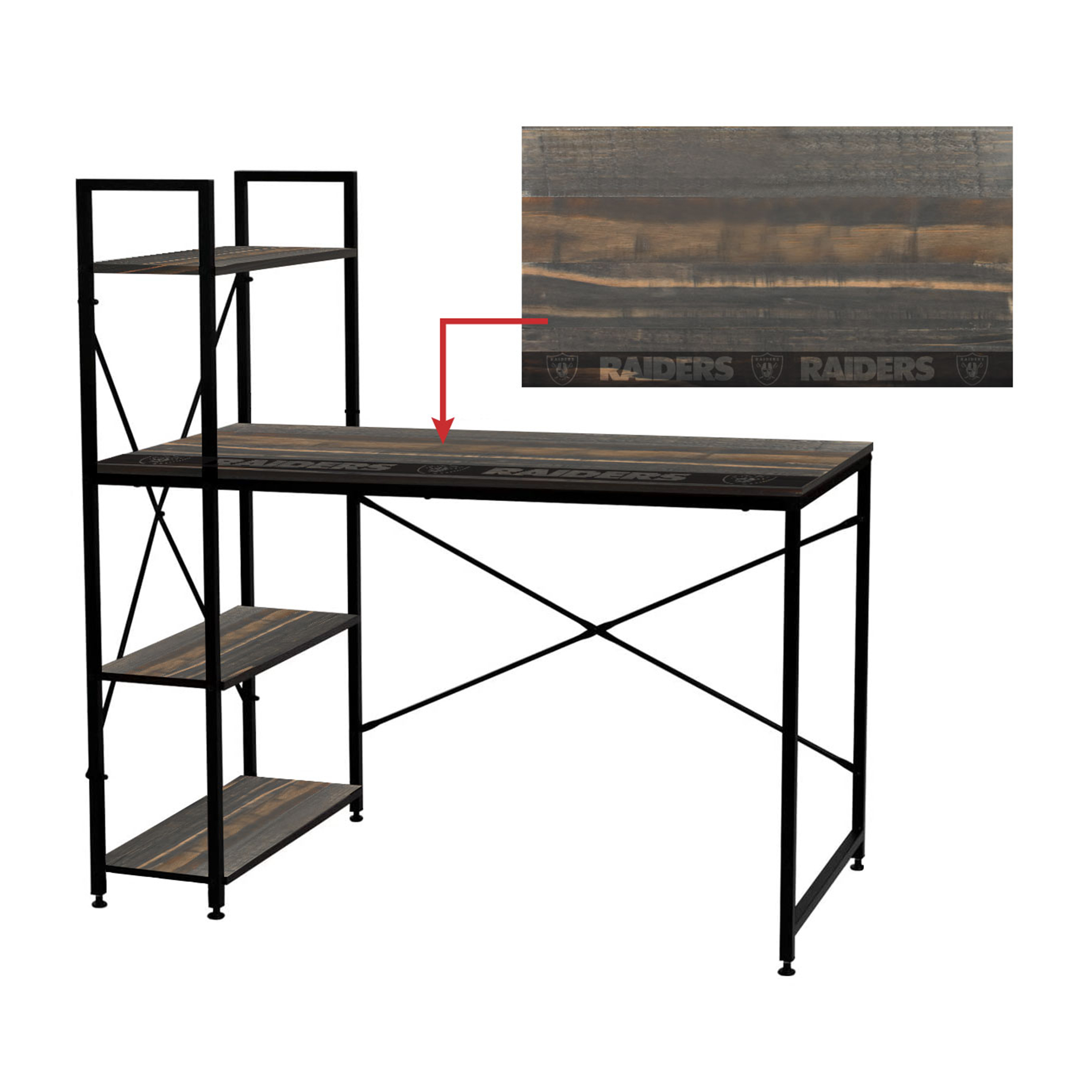 las vegas raiders industrial desk with shelves