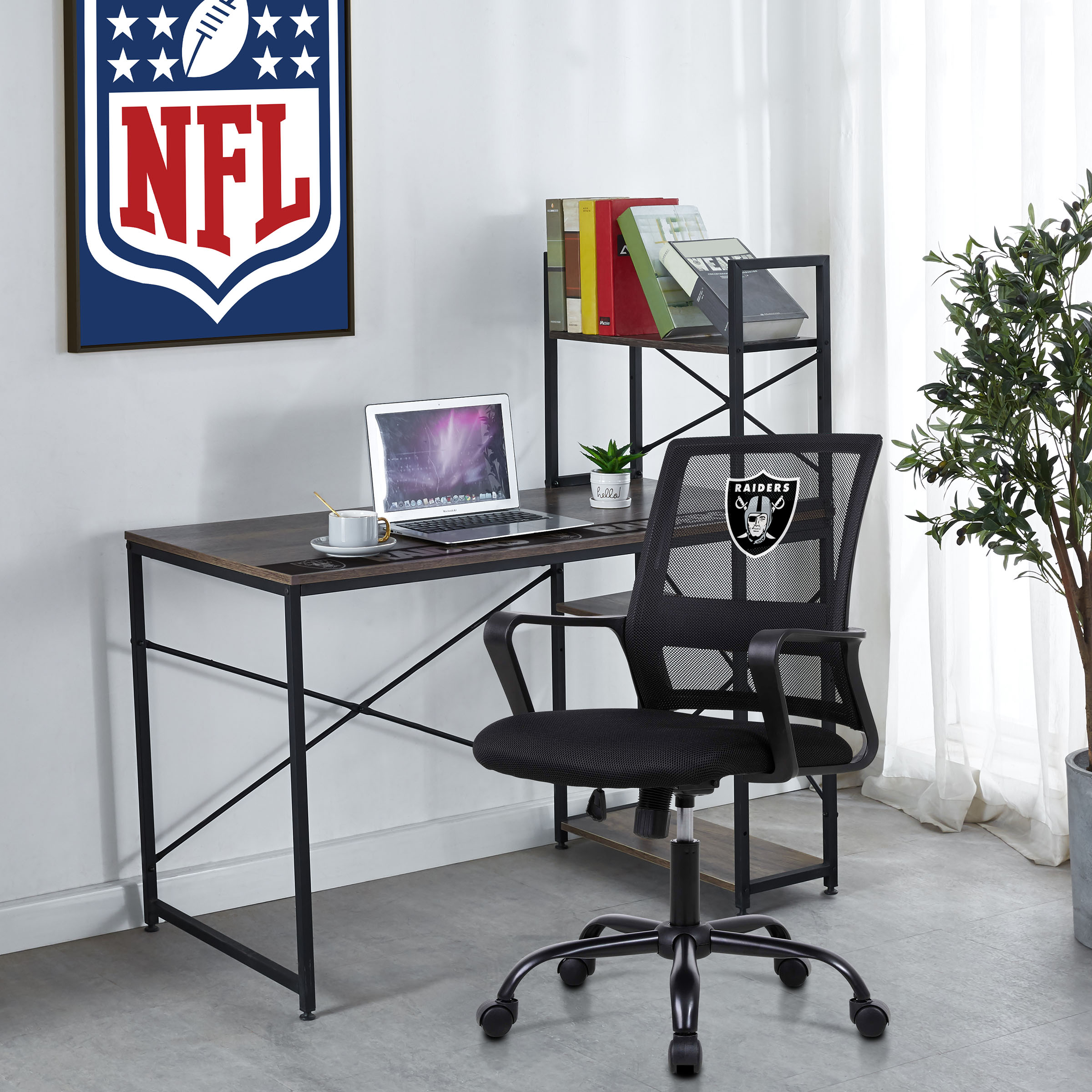 las vegas raiders industrial desk with shelves