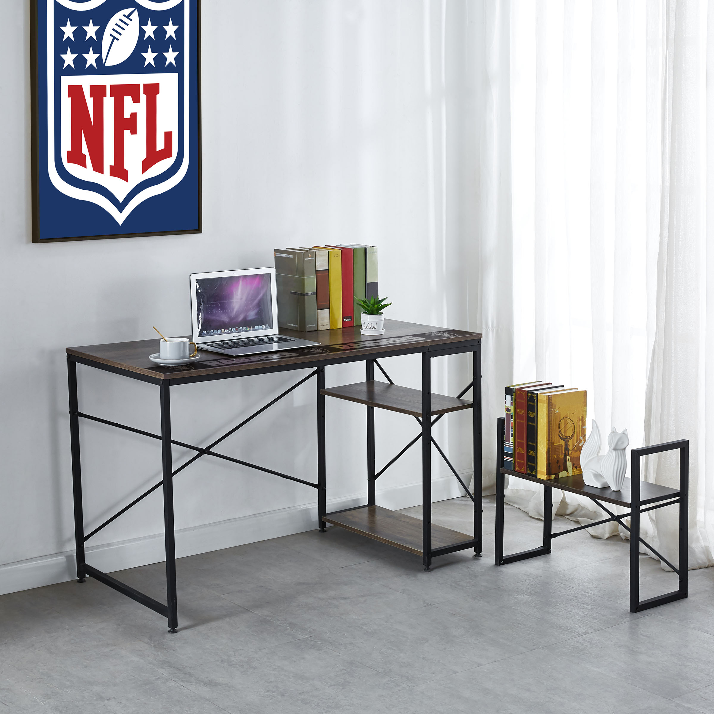 las vegas raiders industrial desk with shelves