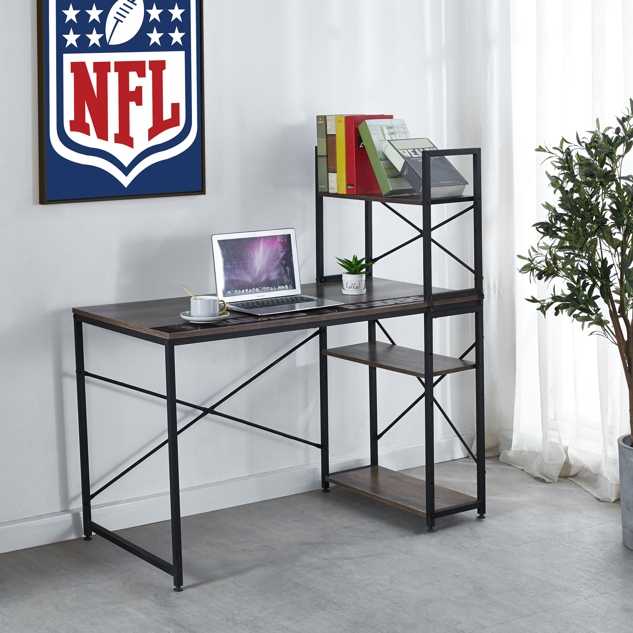 las vegas raiders industrial desk with shelves