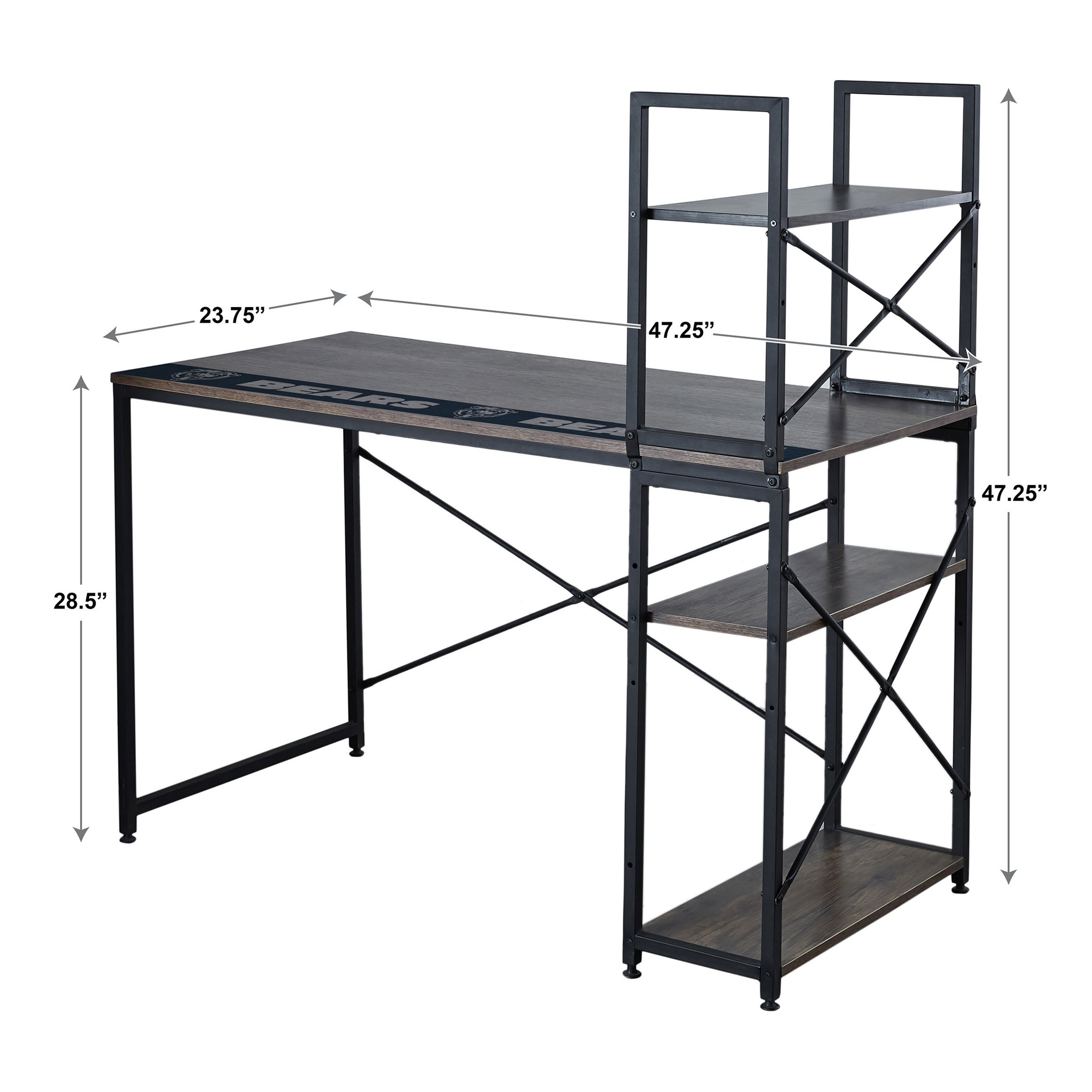 chicago bears industrial desk with shelves