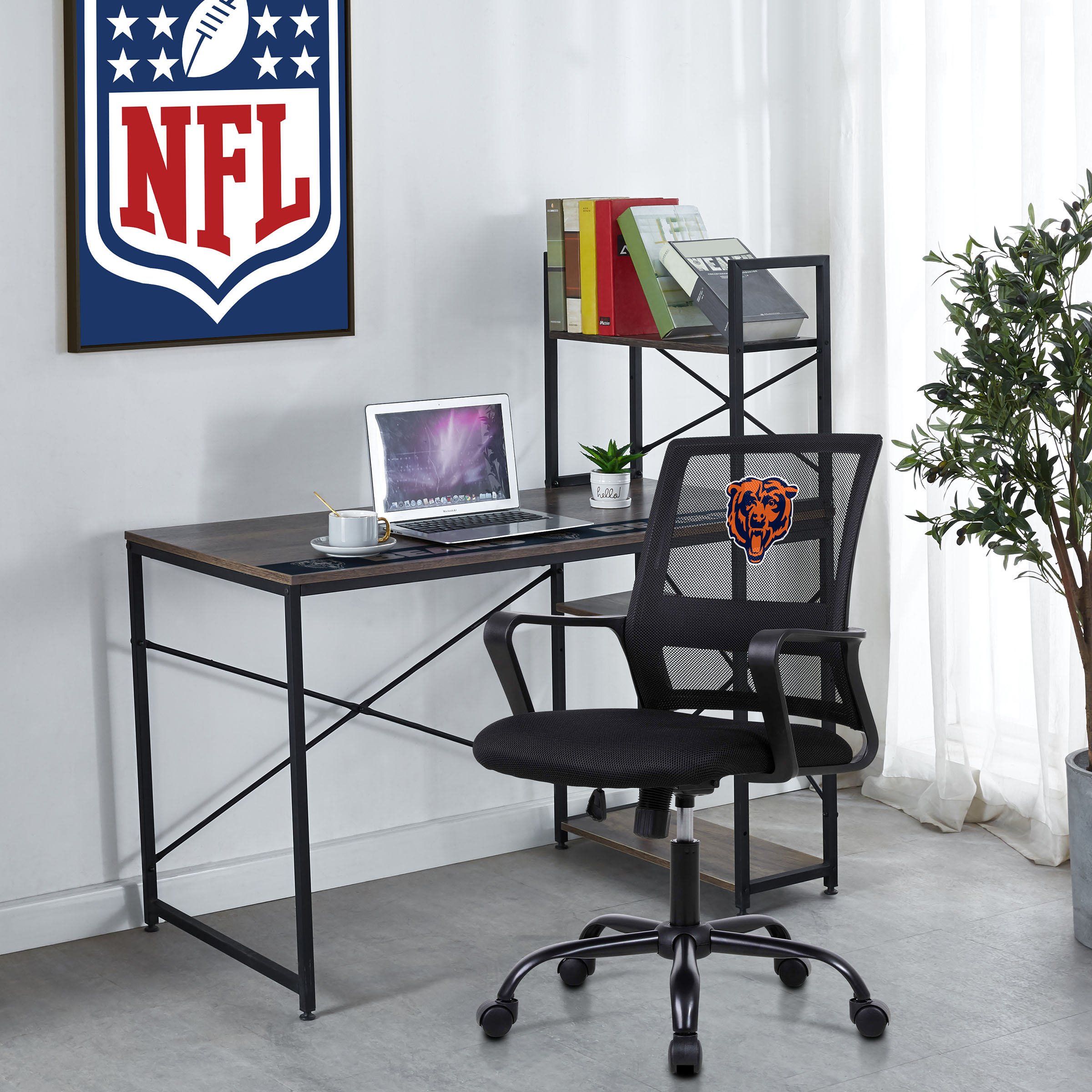 chicago bears industrial desk with shelves