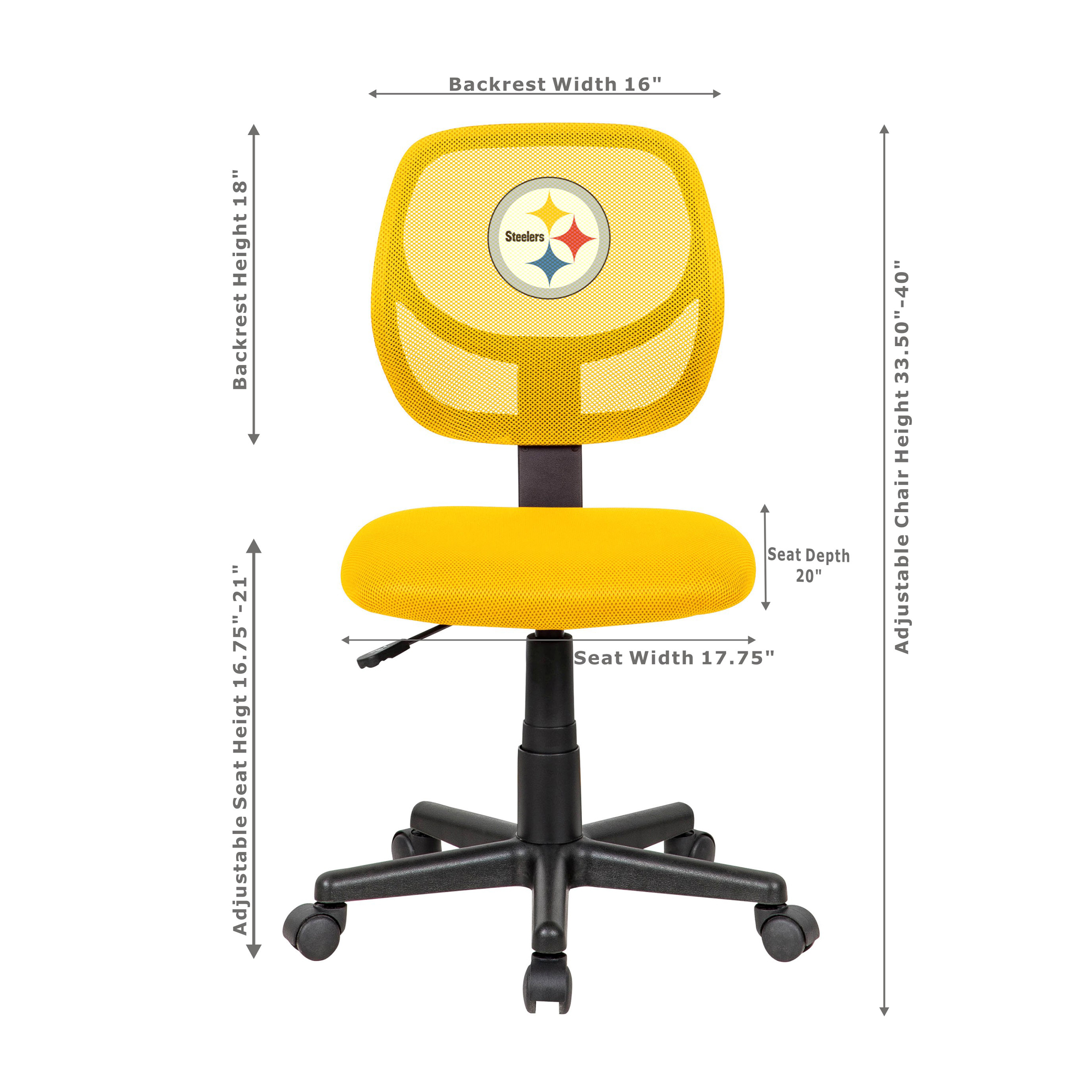 pittsburgh steelers armless mesh task chair