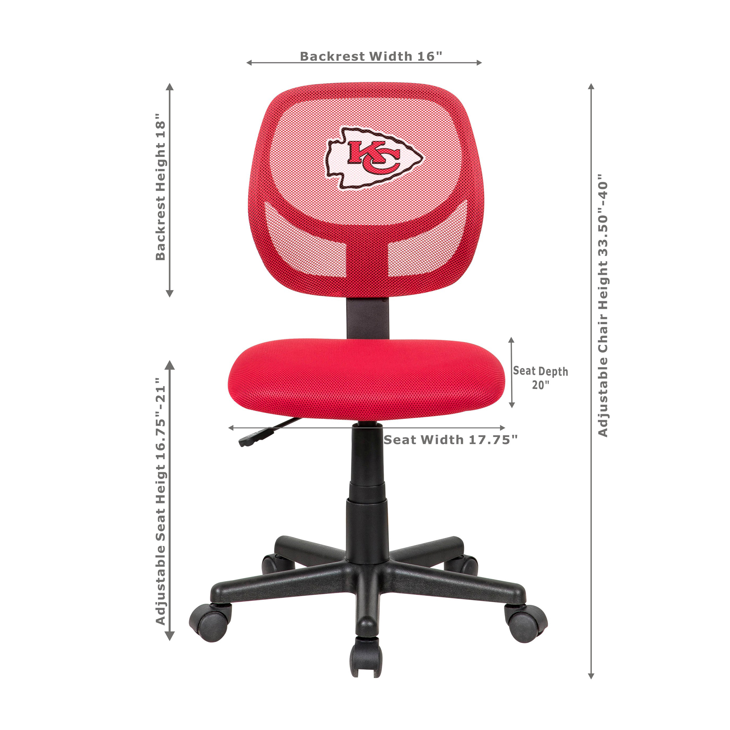 kansas city chiefs armless mesh task chair