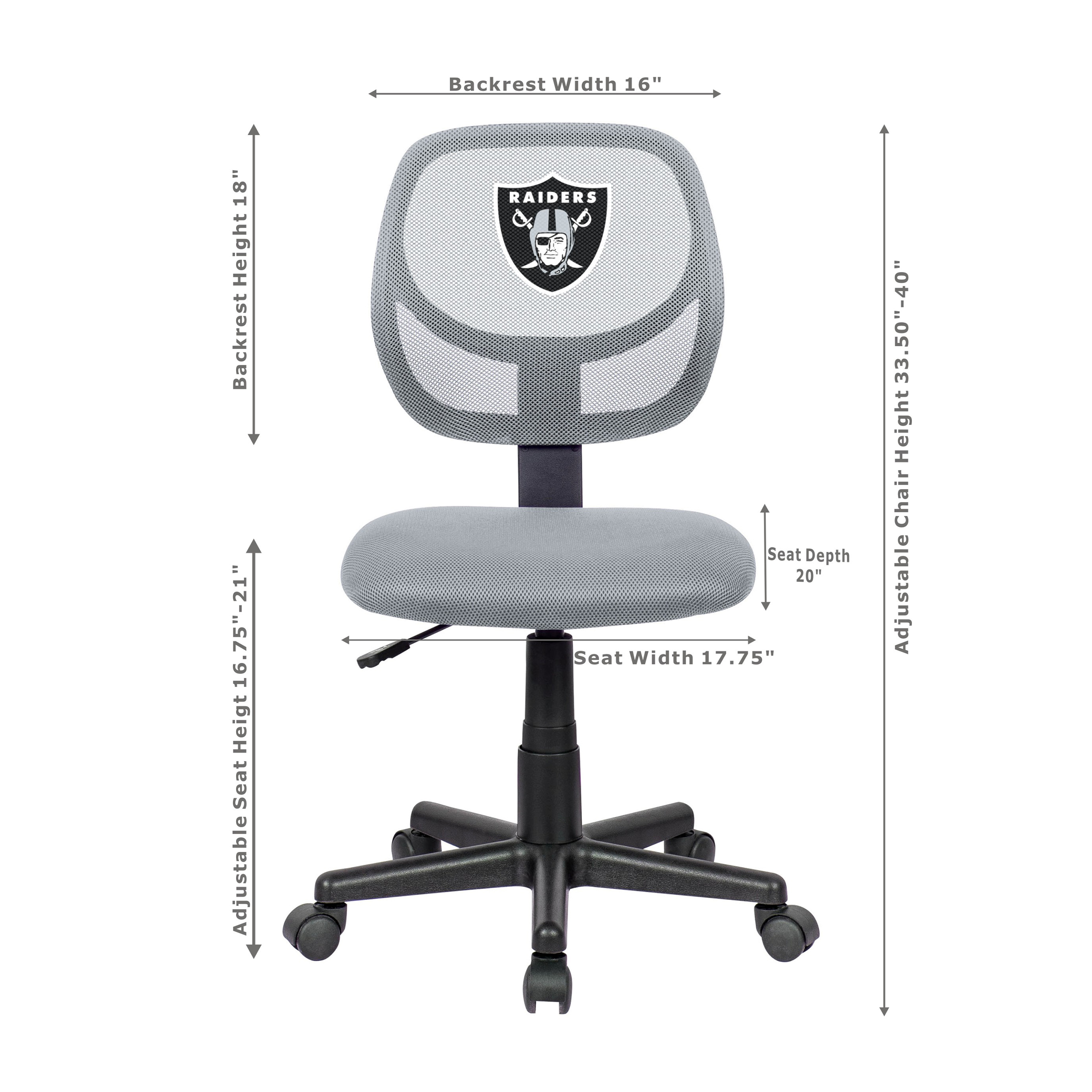 las vegas raiders grey armless mesh task chair