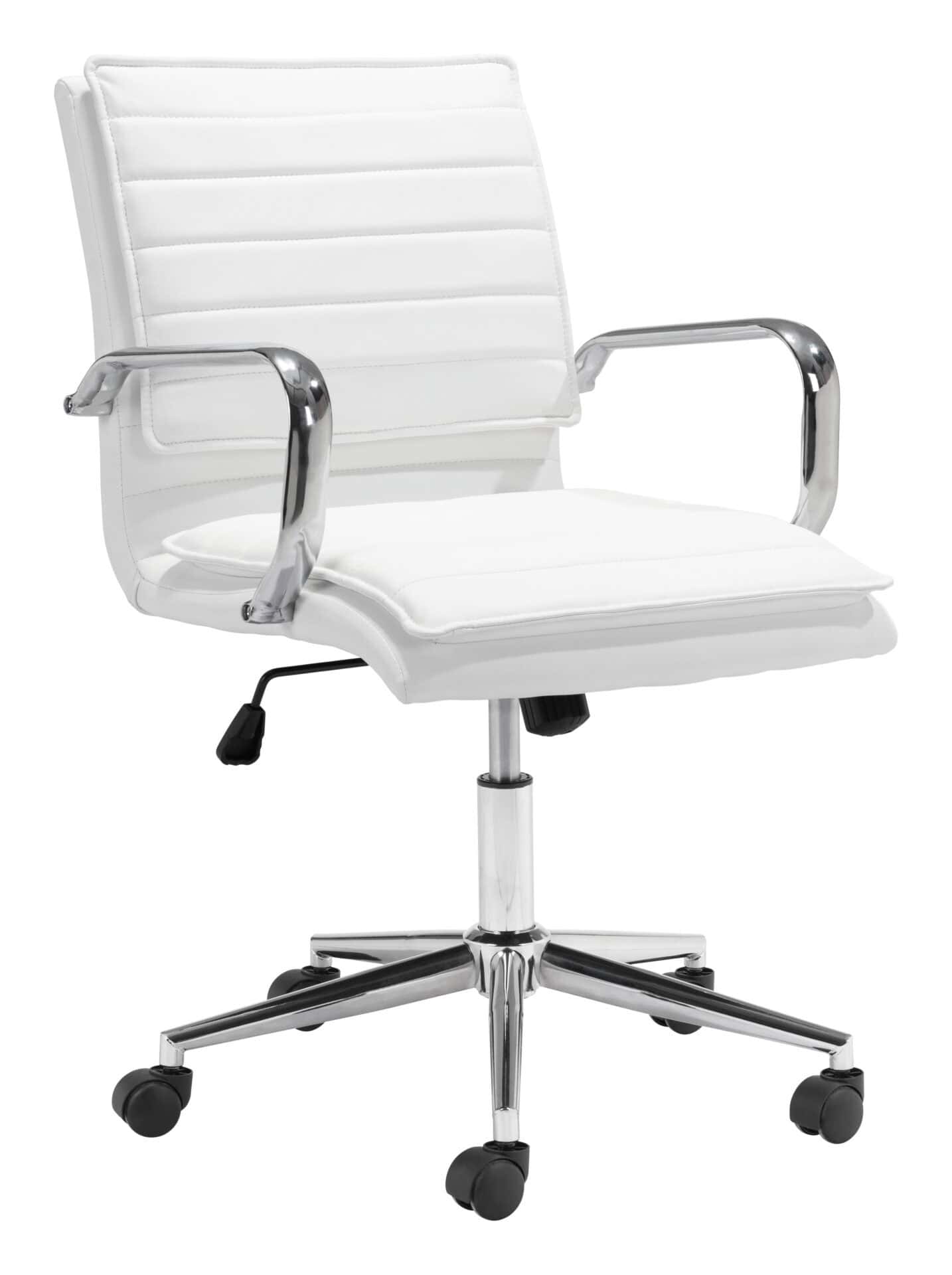 White Faux Leather Office Chair with Adjustable Height and Tilt Function 2 White Faux Leather Office Chair with Adjustable Height and Tilt Function - Image 2