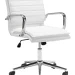 White Faux Leather Office Chair with Adjustable Height and Tilt Function 12 White Faux Leather Office Chair with Adjustable Height and Tilt Function