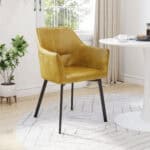 Yellow Mid-Century Modern Vinyl Armchair with Armrests (Set of 2) 10 Yellow Mid-Century Modern Vinyl Armchair with Armrests (Set of 2)