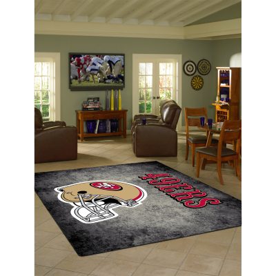 49ers 8x11 Distressed Area Rug Officially Licensed NFL Rug