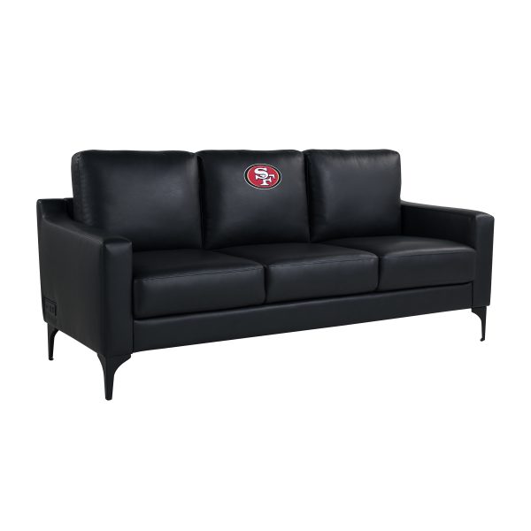 49ers San Collection Embroidered Faux Leather Game Day Sofa 4