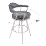 Modern Black Swivel Barstool with Brushed Steel Frame