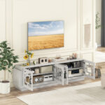 Oak TV Stand with Adjustable Shelves for TVs up to 75 Inch