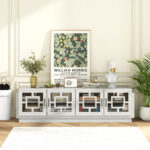Oak TV Stand with Adjustable Shelves for TVs up to 75 Inch