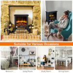 Compact Electric Fireplace Heater with Realistic Flame Effect Black