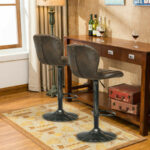 Adjustable Swivel Bar Stools with PU Leather and Footrest (Set of 2)