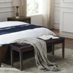 Rustic Button Tufted Upholstered PU Bench with Solid Wood Legs