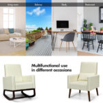 Dual-Use Upholstered Rocking Chair with Pillow and Sturdy Frame