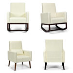 Dual-Use Upholstered Rocking Chair with Pillow and Sturdy Frame