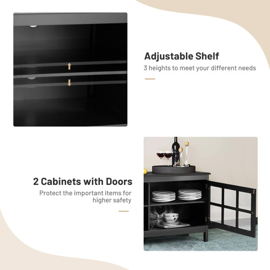 Modern Wood TV Stand with Glass Doors and Shelves 5 Modern Wood TV Stand with Glass Doors and Shelves - Image 5