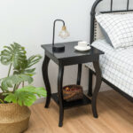 Curved Leg MDF Side Table with Display Shelf Black