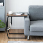 Rustic C Shaped End Table with Pocket and Metal Frame 13 Rustic C Shaped End Table with Pocket and Metal Frame