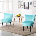 Modern Upholstered Armless Leisure Chairs with Wood Legs (Set of 2) 8 Modern Upholstered Armless Leisure Chairs with Wood Legs (Set of 2)