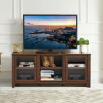Walnut TV Stand for TVs up to 65 Inches with Storage