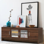 Walnut TV Stand for 70-Inch Screens with Adjustable Shelf