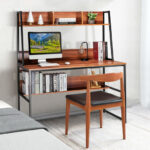 47 Inch Space-Saving Computer Desk with Hutch and Bookshelf
