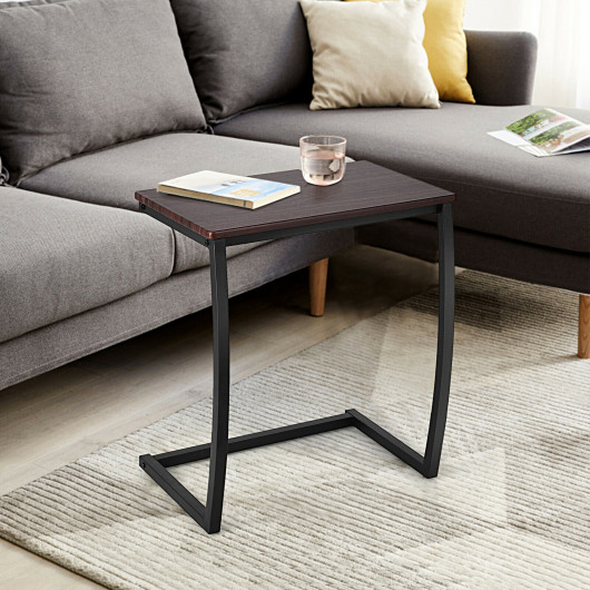 Industrial C Shaped Side Table with Steel Frame and MDF 2 Industrial C Shaped Side Table with Steel Frame and MDF - Image 2