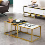 Modern Stackable Faux Marble and Metal Side Tables (Set of 2) 13 Modern Stackable Faux Marble and Metal Side Tables (Set of 2)