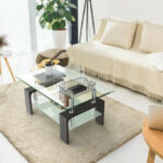Modern Tempered Glass Coffee Table with Shelf and Storage 30 Modern Tempered Glass Coffee Table with Shelf and Storage