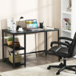 47 Inch Black Computer Desk with Adjustable Shelf 16 47 Inch Black Computer Desk with Adjustable Shelf
