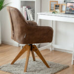 Mid Century Swivel PU Leather Accent Chair with Wood Legs