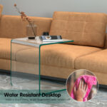 Tempered Glass U-Shaped End Table with Non-Slip Pads