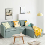 Convertible L Shaped Sectional Sofa with Reversible Chaise (Set of 4)
