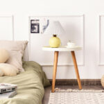 Compact Round Side Table with Wooden Tray and Bamboo Legs 9 Compact Round Side Table with Wooden Tray and Bamboo Legs