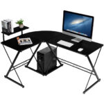 Space-Saving Reversible L-Shaped Desk with Shelf and CPU Stand 28 Space-Saving Reversible L-Shaped Desk with Shelf and CPU Stand