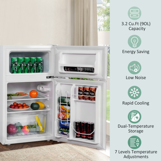 Compact 3.2 Cu Ft Stainless Steel Refrigerator with Freezer