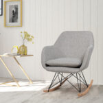 Gray Upholstered Rocking Chair with Steel and Beech Wood Base 8 Gray Upholstered Rocking Chair with Steel and Beech Wood Base