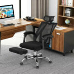 Ergonomic Recliner Mesh Office Chair with Adjustable Footrest Black