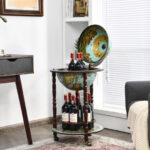 Antique Globe Bar Cart with Wine Storage and Shelf 8 Antique Globe Bar Cart with Wine Storage and Shelf