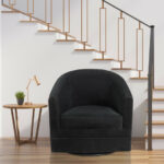 Velvet Swivel Barrel Accent Chair with Metal Base for Living Room 8 Velvet Swivel Barrel Accent Chair with Metal Base for Living Room