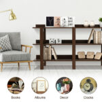 59 Inch Rustic Console Table with 3 Tier Open Shelves 9 59 Inch Rustic Console Table with 3 Tier Open Shelves