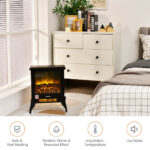 Compact Electric Fireplace Heater with Realistic Flame Effect Black