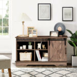 Farmhouse Sliding Barn Door TV Stand Dark Walnut 43 Inches 9 Farmhouse Sliding Barn Door TV Stand Dark Walnut 43 Inches