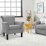 Light Gray Upholstered Accent Chair with Adjustable Foot Pads 9 Light Gray Upholstered Accent Chair with Adjustable Foot Pads