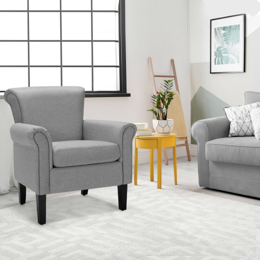 Light Gray Upholstered Accent Chair with Adjustable Foot Pads 2 Light Gray Upholstered Accent Chair with Adjustable Foot Pads - Image 2
