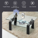 Modern Glass Coffee Table with Stainless Steel Legs and Storage Shelves 27 Modern Glass Coffee Table with Stainless Steel Legs and Storage Shelves